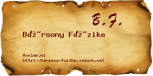 Bársony Füzike névjegykártya